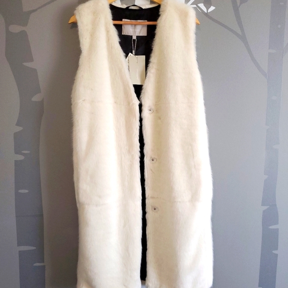 In Wear "Bernice Waistcoat" - White smoke faux fur long vest Size 42/USA 14 - Picture 2 of 9
